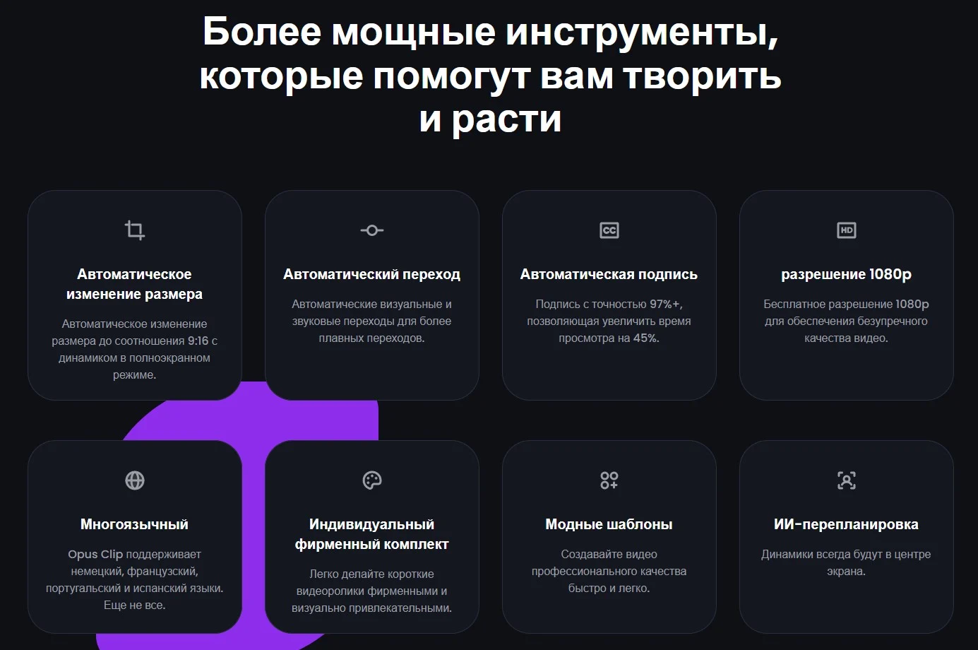 Opus Clip - это инновационный инструмент, который использует искусственный интеллект для превращения длинных видеороликов в высококачественные, вирусные короткие видео