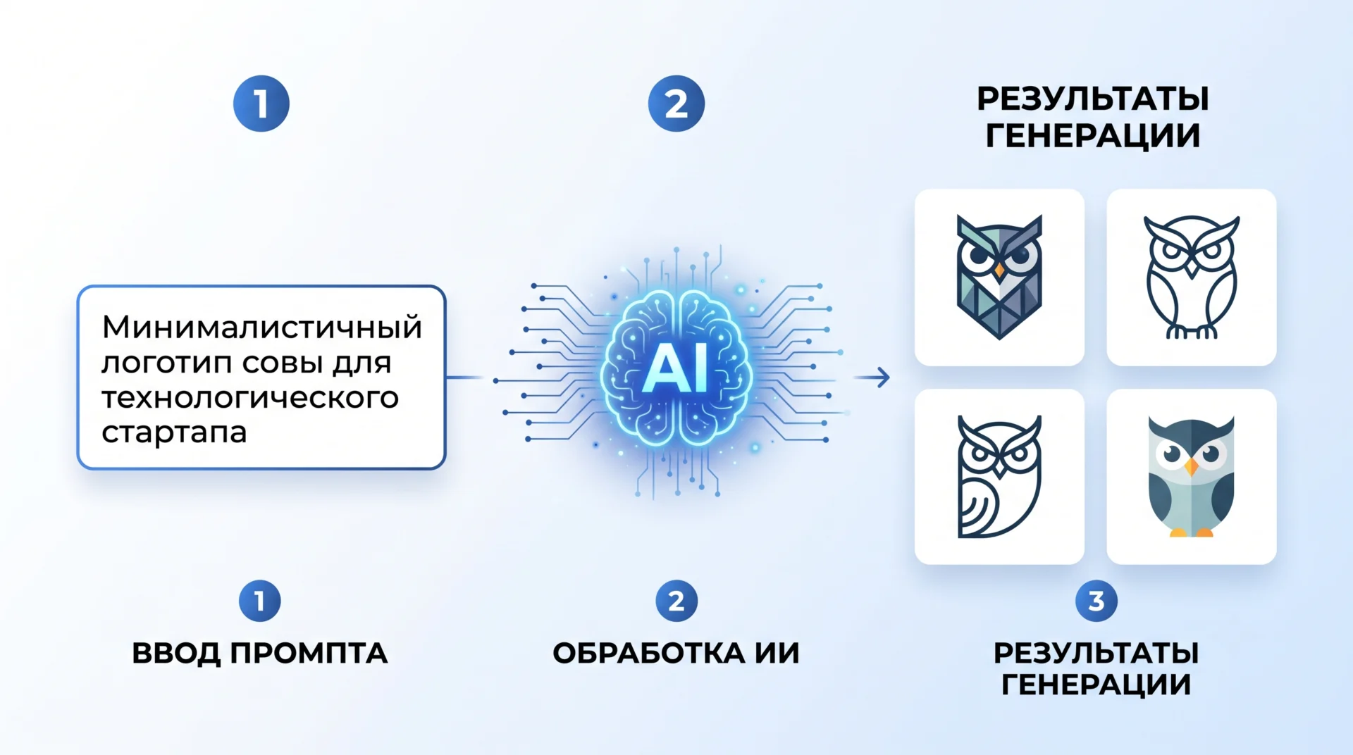 AI Logo Generation Concept Процесс генерации логотипа нейросетью